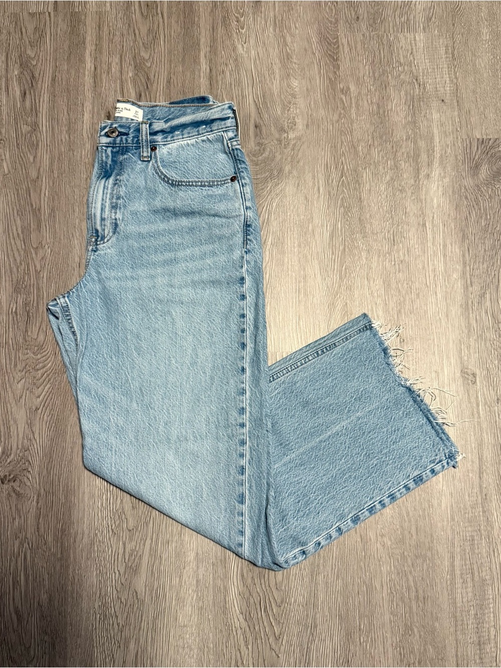 Abercrombie and Fitch High Rise Loose Jeans with Raw Hem